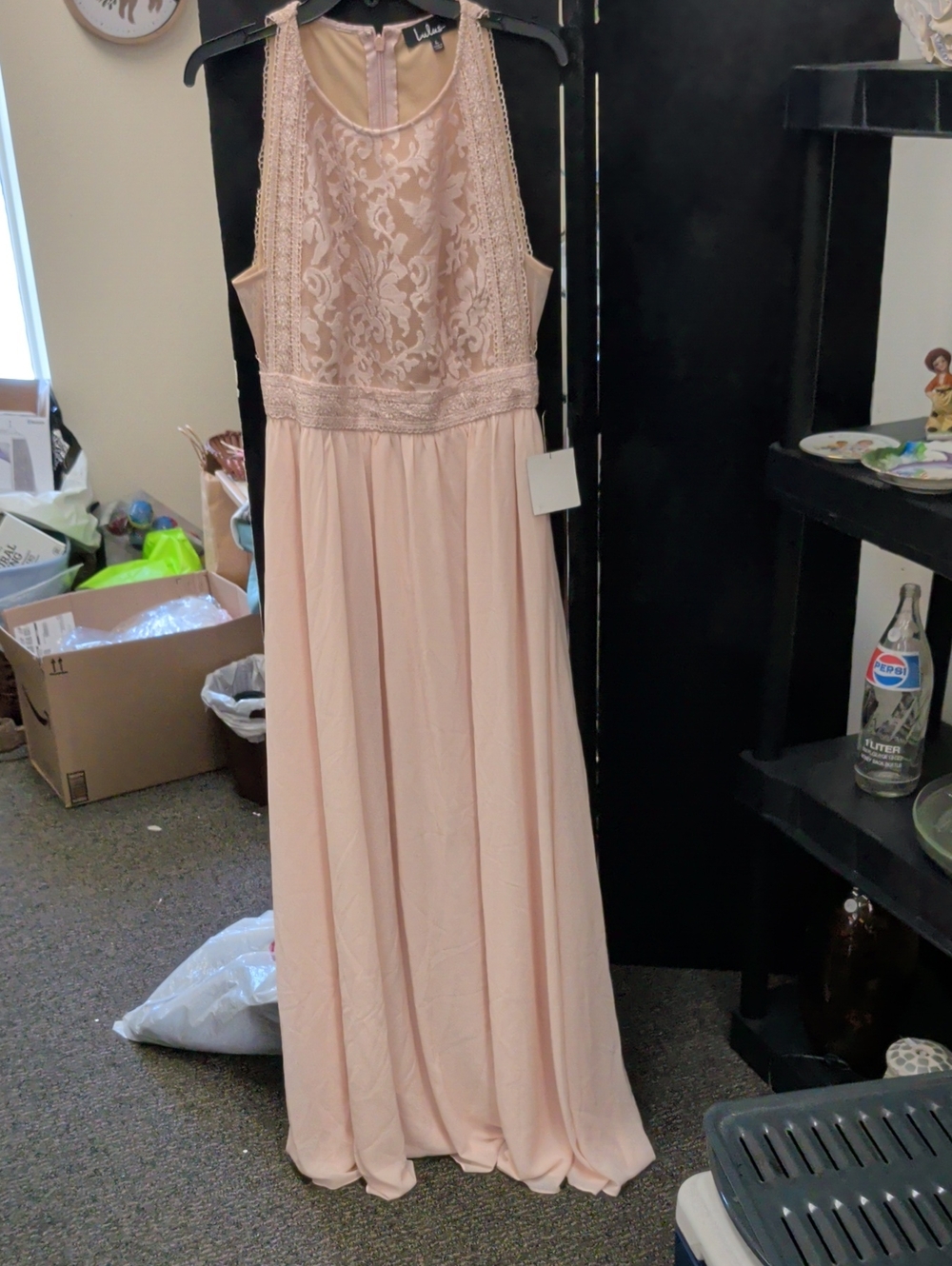 Lulu's Light Blush Crochet Lace Halter Top